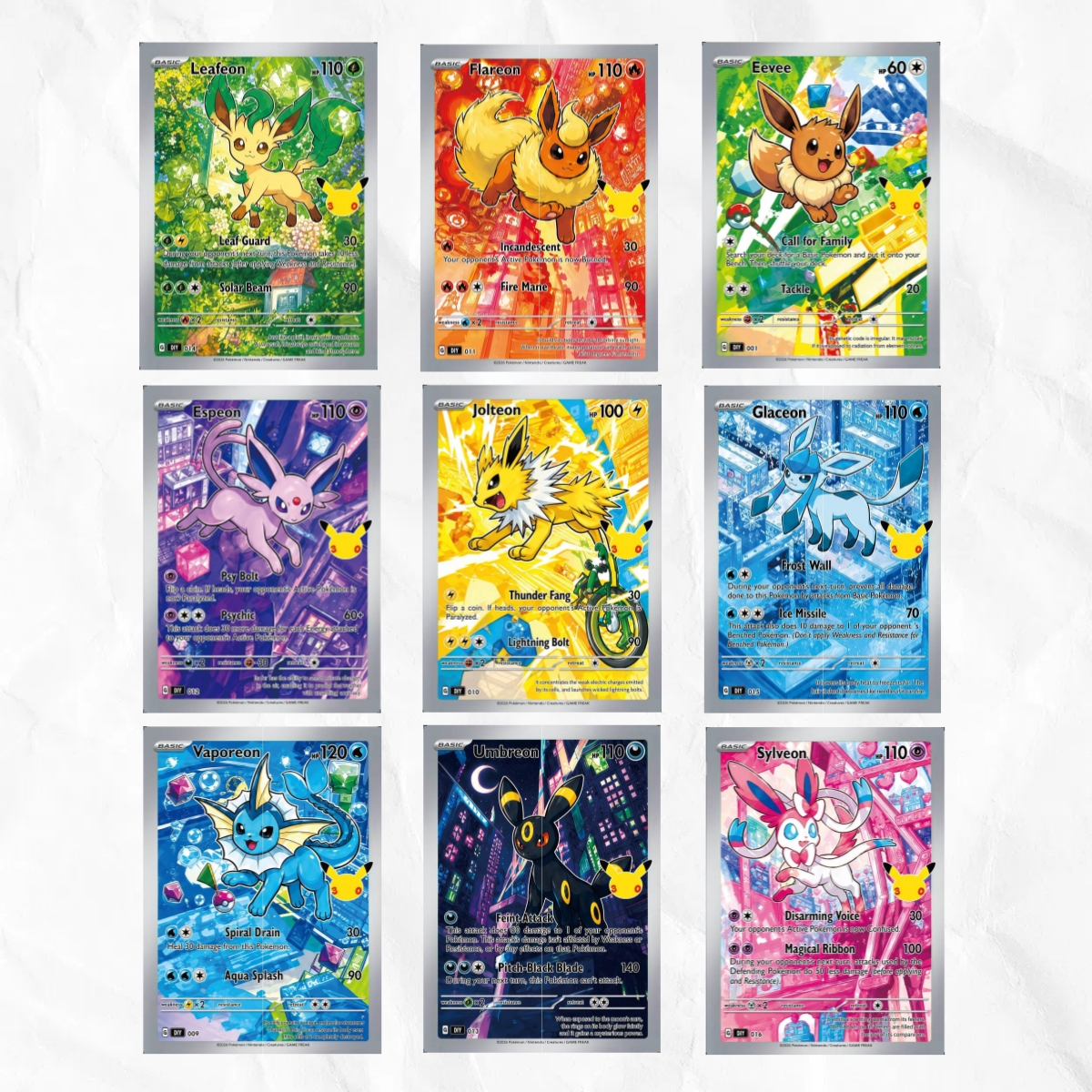Vintage Collectible Cards - Pokemon 9pcs Eeveelution Set (Eevee, Umbreon,