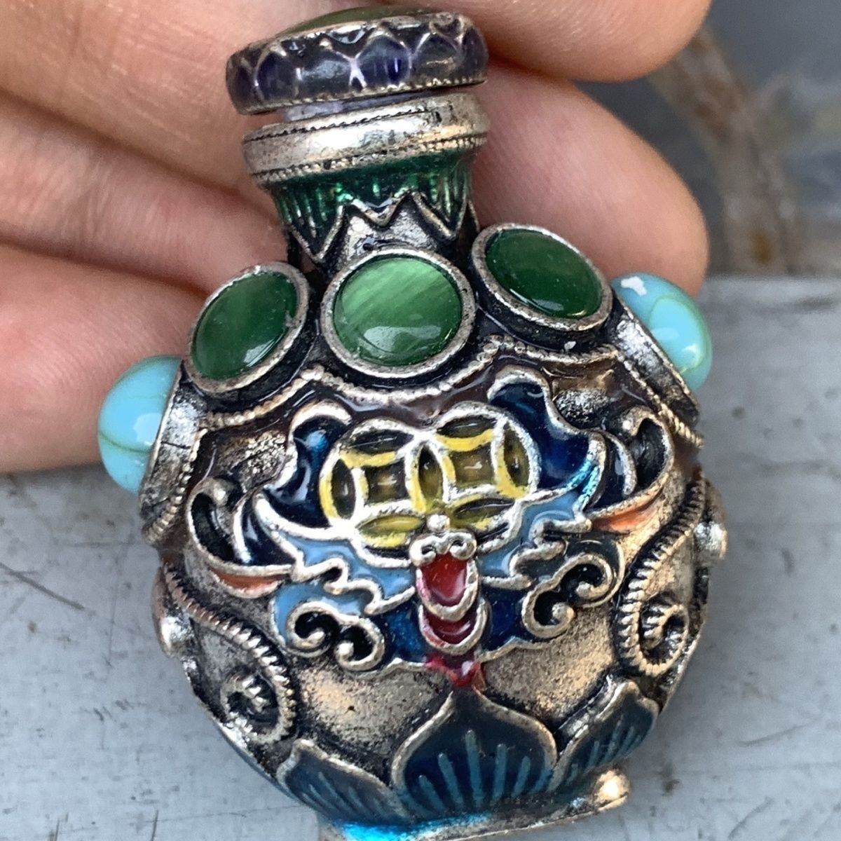 Vintage Cloisonne Bronze Snuff - Vintage Collectible Bottles review and price