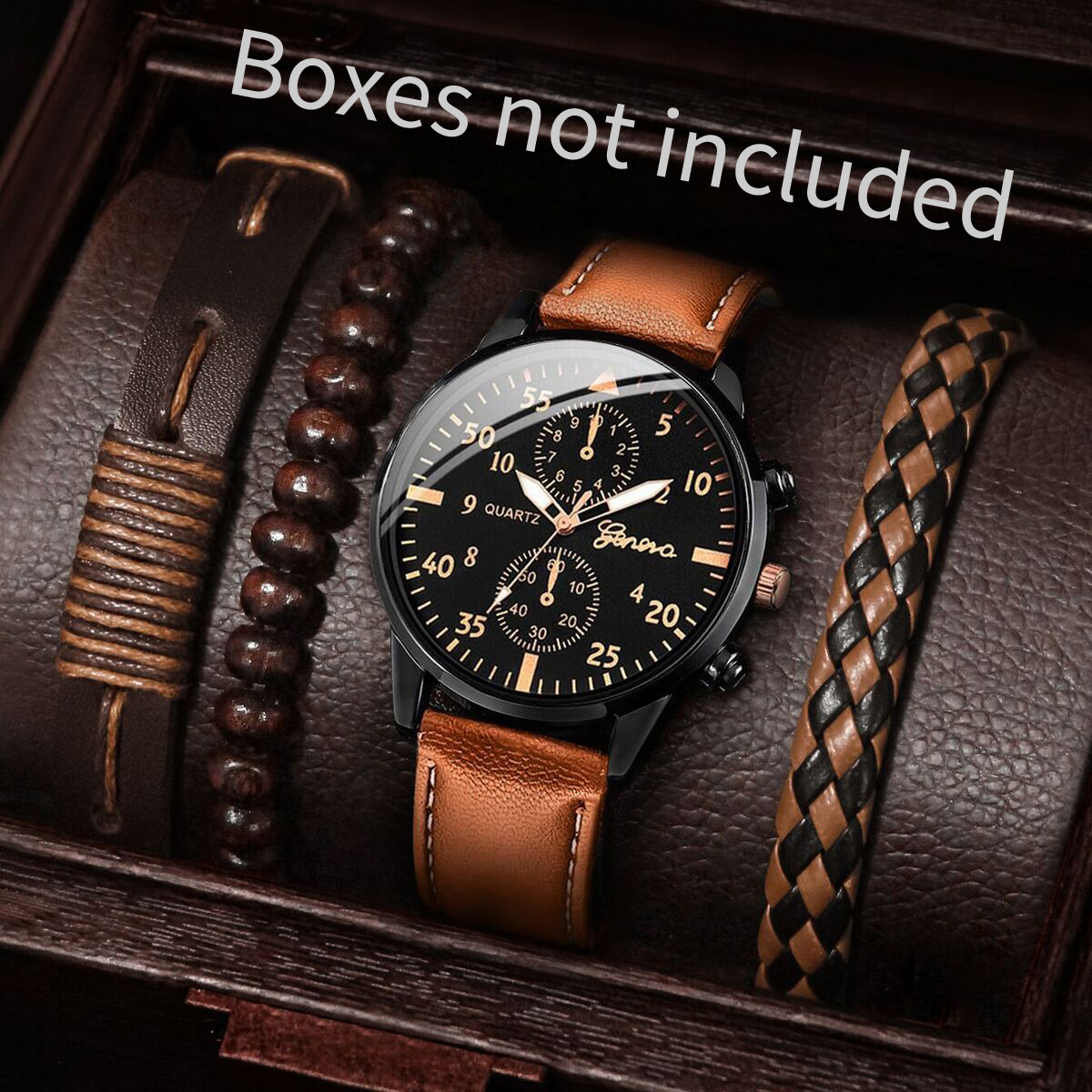 4PCS Fashion Arabic Dial Men B - Vintage Collectible Watches review and price