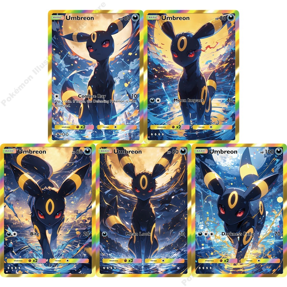 5Pcs Pokemon Cards Umbreon Rar - Vintage Collectible Cards review and price
