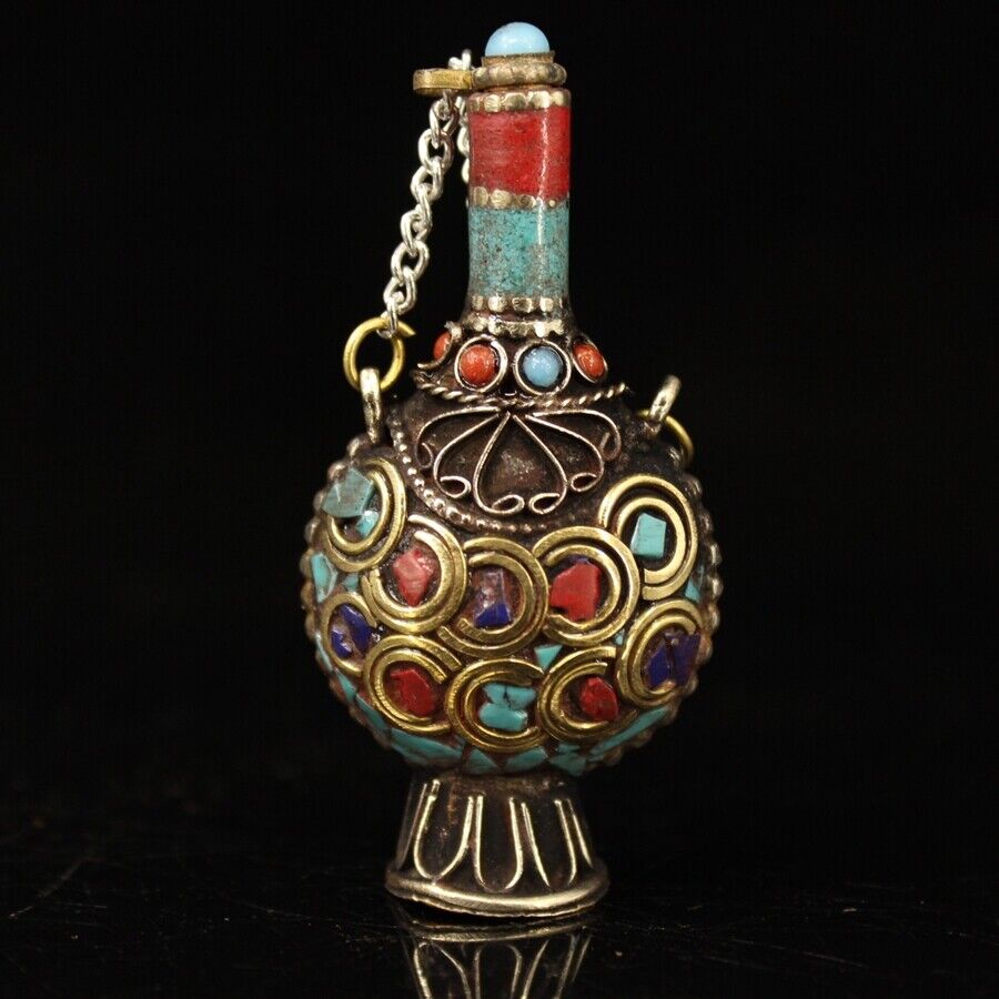 Collection Chinese brass inlai - Vintage Collectible Bottles review and price
