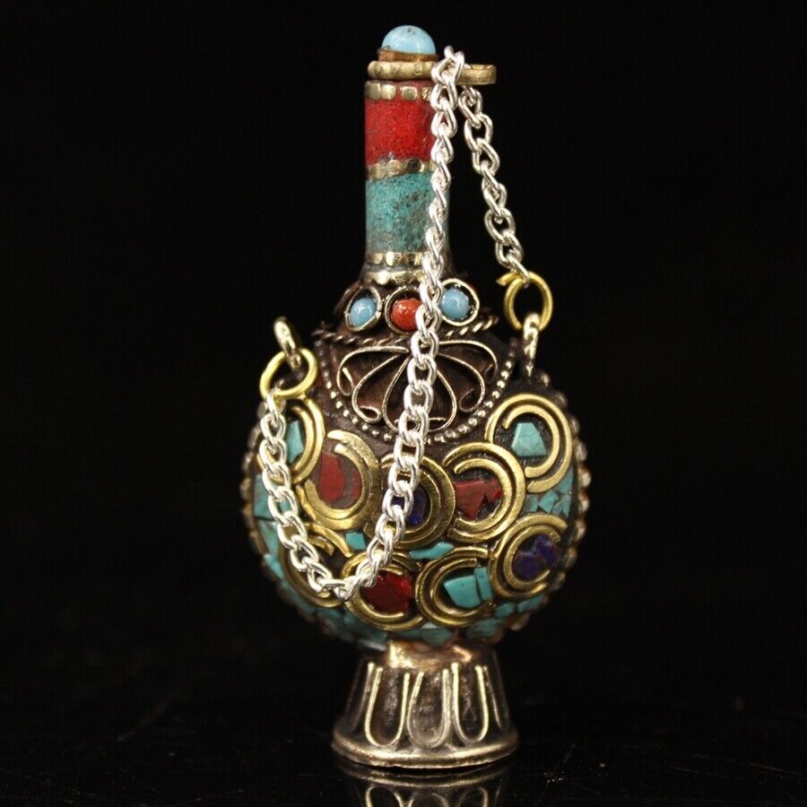 Collection Chinese brass inlai - Vintage Collectible Bottles review and price