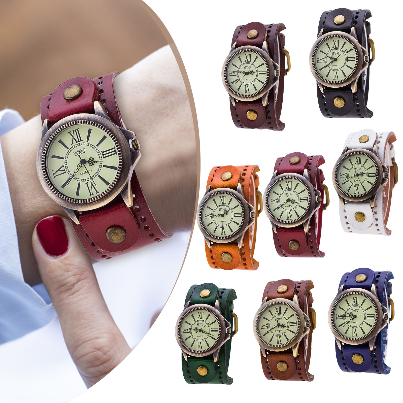 Punk Retro Leather Watch Roman - Vintage Collectible Watches review and price