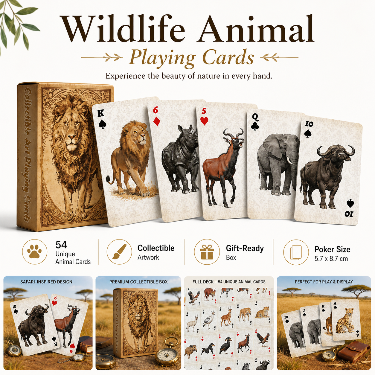 1A set Vintage Wildlife Animal - Vintage Collectible Playing Cards review and price